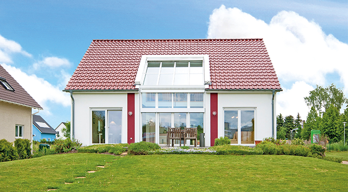 Helma Eigenheimbau Musterhaus in Leipzig Außenansicht 