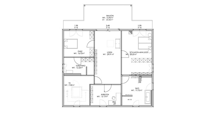 Grundriss Obergeschoss Musterhaus Bohlingen von Das Bodenseehaus