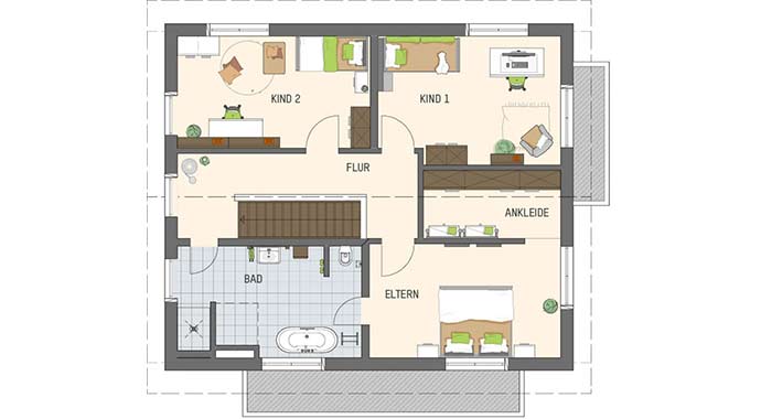 Grundriss Dachgeschoss Sento 500 - Musterhaus Frankenberg von FingerHaus