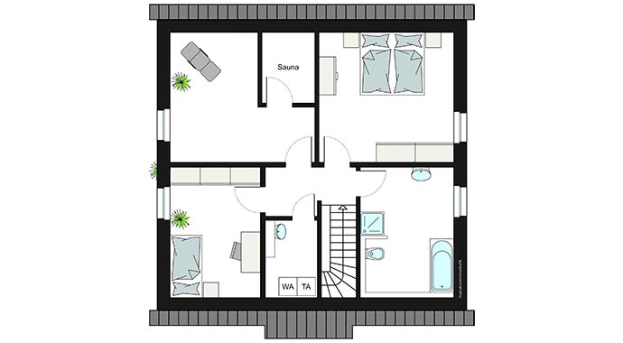 Grundriss Dachgeschoss ProFamily 145 von ProHaus