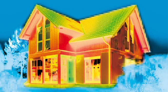 Wärmebildaufnahme einer Immobilie