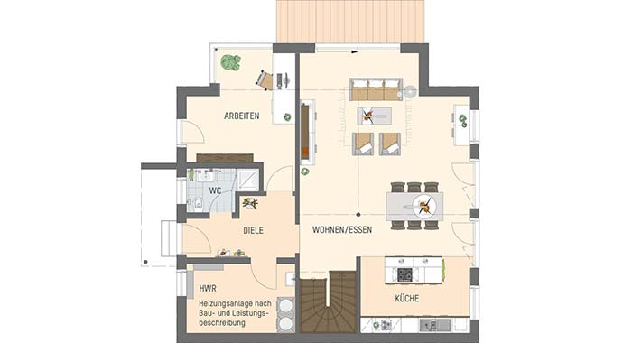 Grundriss Erdgeschoss Medley 3.0 - Musterhaus Kassel von Fingerhaus
