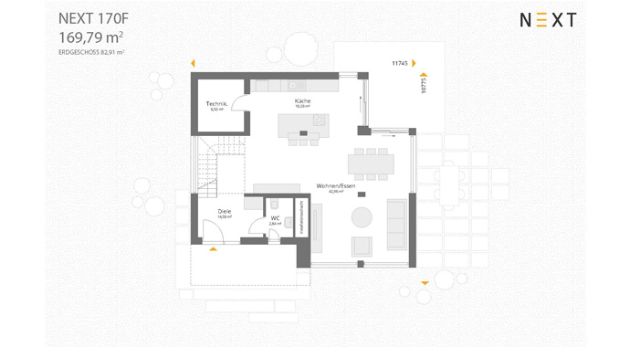Grundriss Erdgeschoss Next 170 von Next by Danwood