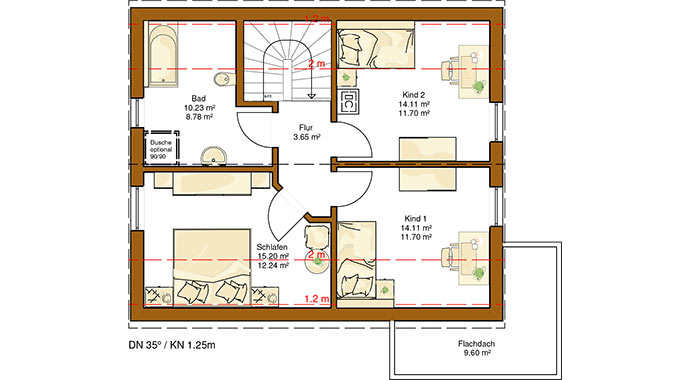 Grundriss Dachgeschoss Clou 119 von RENSCH-HAUS