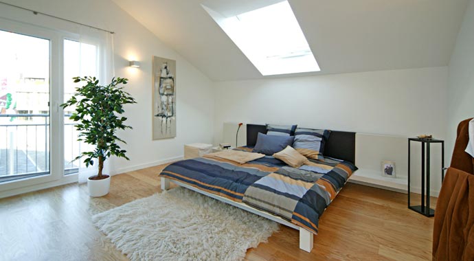 Fertighaus Weiss Musterhaus Vario Classic Schlafzimmer