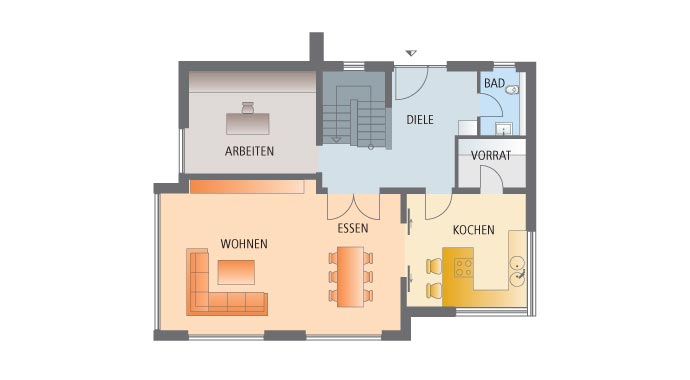 Grundriss Erdgeschoss Kundenhaus Vettel von BAUMEISTER-HAUS