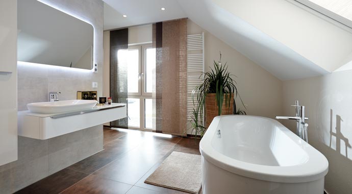 FingerHaus Neo 312 Musterhaus Bad Vilbel Badezimmer