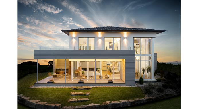 Musterhaus Salzburg Square von Griffner Fertighaus Außenansicht