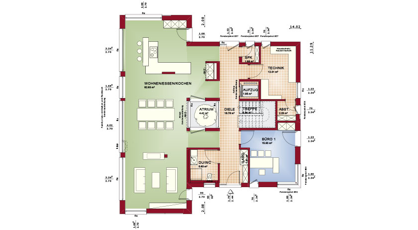 Bien-Zenker Stadtvilla Concept-M 210 Günzburg Grundriss Erdgeschoss