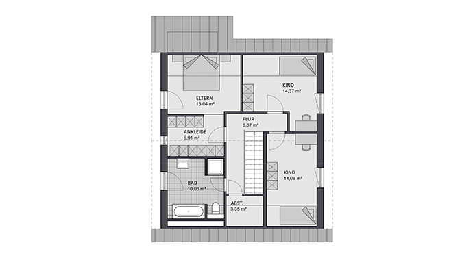 Grundriss Dachgeschoss Noblesse 142 edition von Favorit Massivhaus