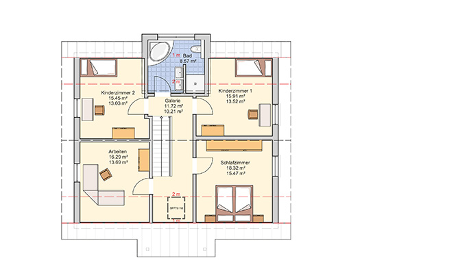 Grundriss Dachgeschoss Kundenhaus Amika von Fingerhut Haus