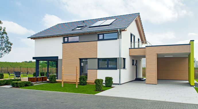 Musterhaus Brentano Außenansicht, Büdenbender Hausbau