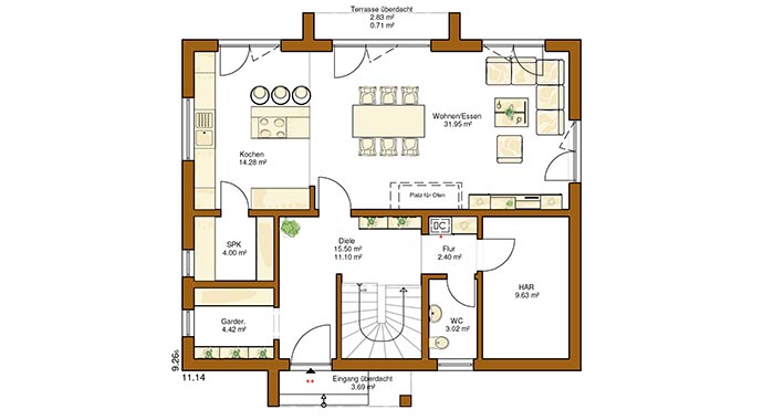 Grundriss Erdgeschoss Life 165 von Rensch-Haus