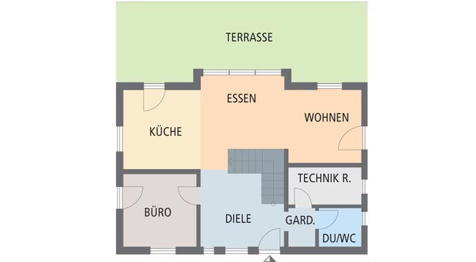 Grundriss Erdgeschoss Kundenhaus Point 140 A2 von Dan-Wood