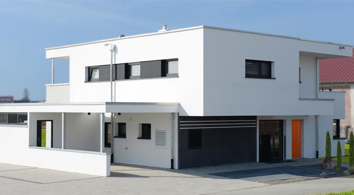 FBW Fertigbauwochner Musterhaus Rheinhausen Außenansicht