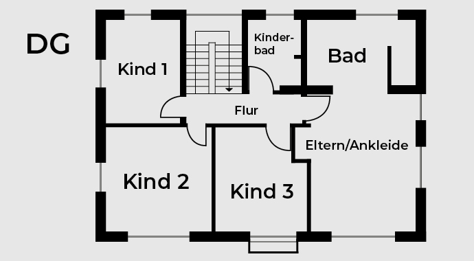 Grundriss Dachgeschoss Heimat 4.0 von Bau-Fritz