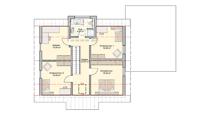 Grundriss Dachgeschoss Kundenhaus Amika von Fingerhut Haus