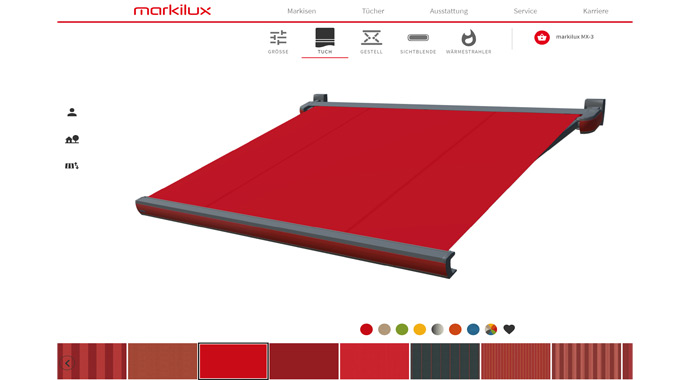 Screenshot Produktkonfigurator von markilux Screenshot Produktkonfigurator von markilux
