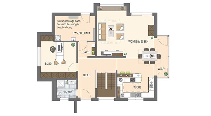 Grundriss Erdgeschoss MEDLEY 3.0 - Musterhaus Mannheim von FingerHaus