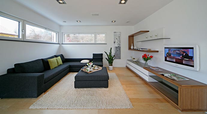 Fertighaus Weiss Musterhaus Erlangen Wohnzimmer