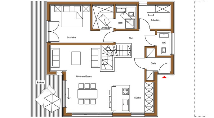 Gruber NaturHolzHaus Passivhaus England Grundriss Erdgeschoss