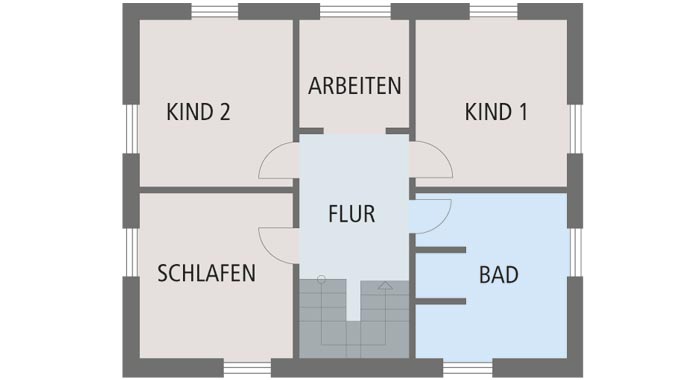 Grundriss Obergeschoss Uno 2.0 Leipzig von FingerHaus