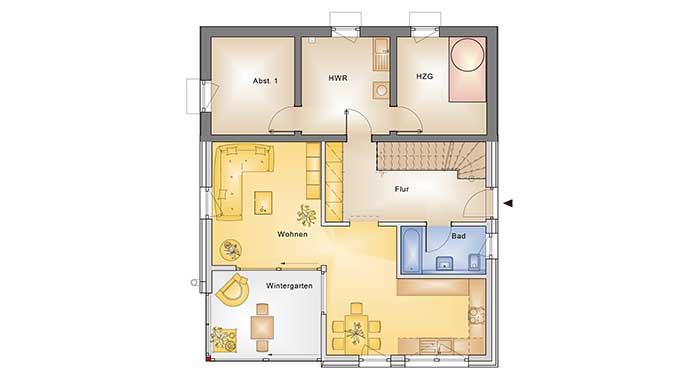 Grundriss Erdgeschoss Hintertaunus von Bio-Solar-Haus
