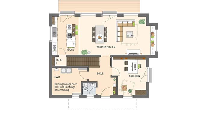 Grundriss Erdgeschoss Sento 500 - Musterhaus Frankenberg von FingerHaus