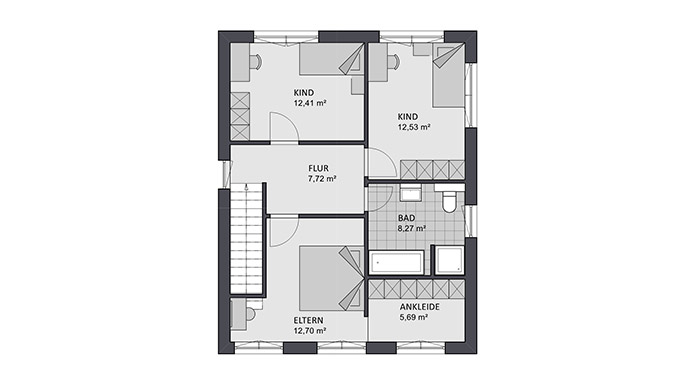 Grundriss Obergeschoss Concept Design 122 edition von Favorit Massivhaus