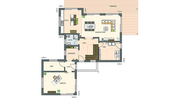 Grundriss Erdgeschoss Maxim - Musterhaus Gießen von FingerHaus