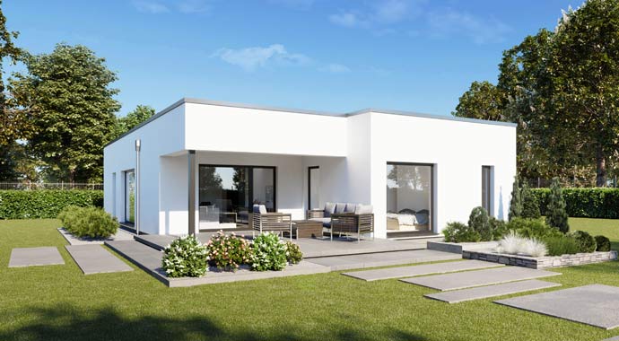 Außenansicht Bungalow Perfect 120 Cube von Danwood