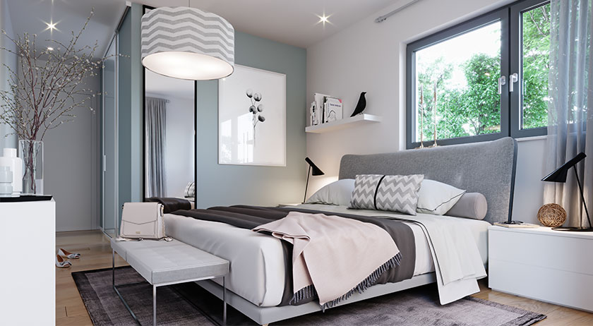 Schwabenhaus Solitaire-E-125 Wohnbeispiel Schlafzimmer