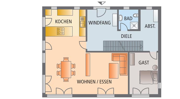 FischerHaus Vallea E-192 Grundriss Erdgeschoss