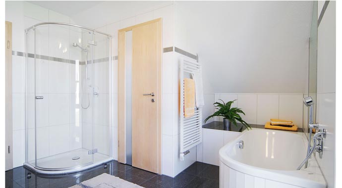 Fertighaus Weiss Musterhaus Vision Bad