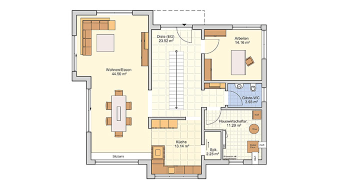 Grundriss Erdgeschoss Musterhaus Bad Vilbel von Fingerhut Haus