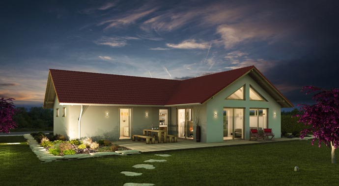 Außenansicht Bungalow Kopenhagen von HELMA Eigenheimbau