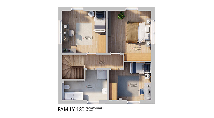 Grundriss Dachgeschoss Family 130 von Dan-Wood Family