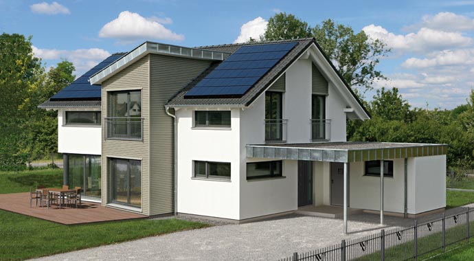 Fertighaus Weiss Musterhaus Erlangen Außenansicht