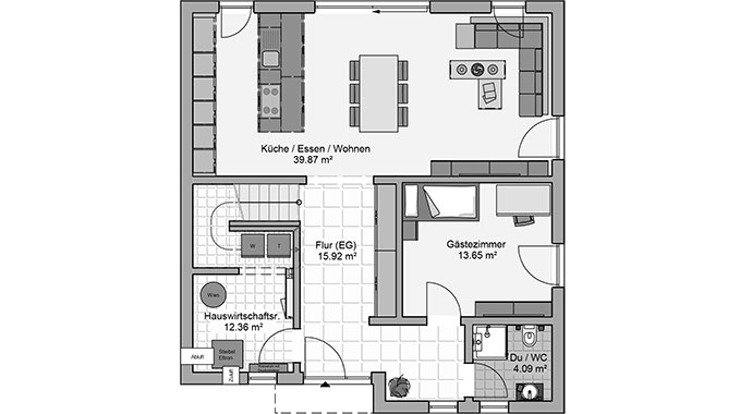 Grundriss Erdgeschoss Tendo von Fingerhut Haus