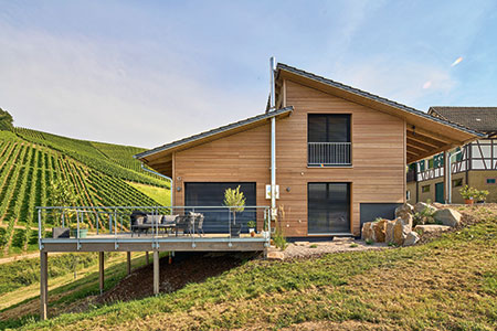 Außenansicht Holzhaus Weinbergblick von Frammelsberger Außenansicht Holzhaus Weinbergblick von Frammelsberger
