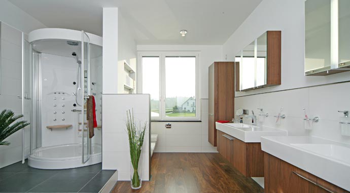 Fertighaus Weiss Musterhaus Plusenergiehaus Style Bad
