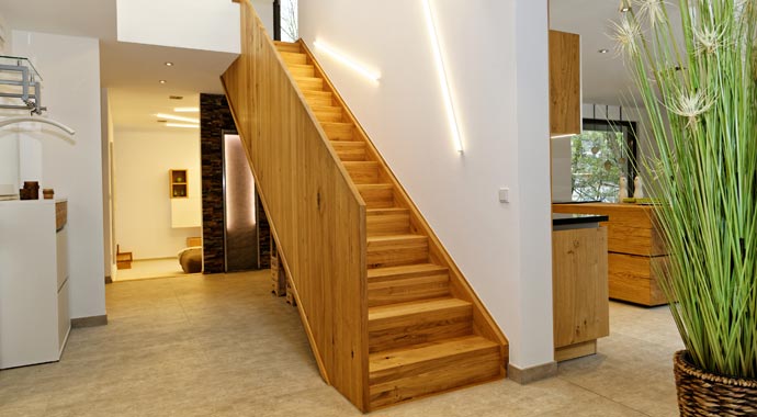 Büdenbender Hausbau Musterhaus Satchmo Treppenaufgang