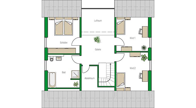 Grundriss Dachgeschoss Einfamilienhaus Leipzig von HELMA Eigenheimbau