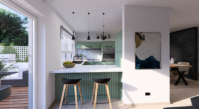 Wohn- Ess- Kochbereich Apartment 2