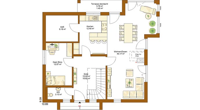 Grundriss Erdgeschoss Life 158 von Rensch-Haus