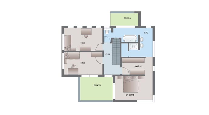 Büdenbender Hausbau Musterhaus Satchmo Grundriss Obergeschoss