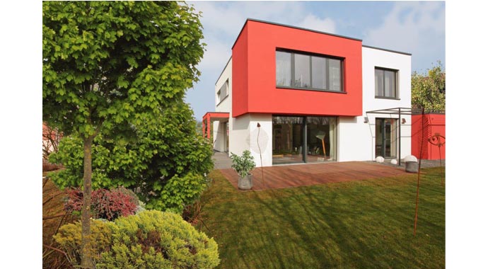 Musterhaus München von Rötzer-Ziegel-Element-Haus Außenansicht