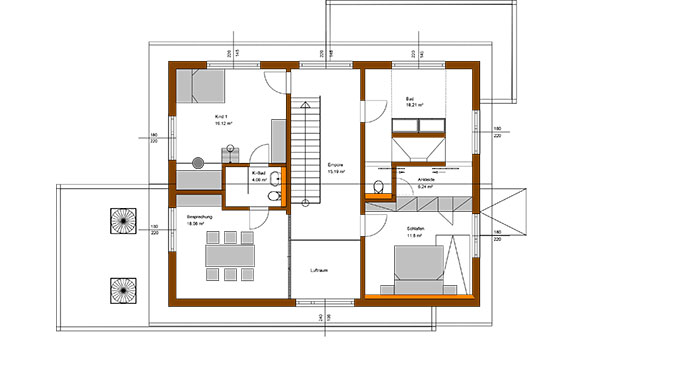 Grundriss Dachgeschoss Musterhaus Fellbach von Bittermann & Weiss