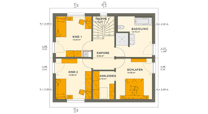 Grundriss Dachgeschoss Sunshine 143 von Living Fertighaus