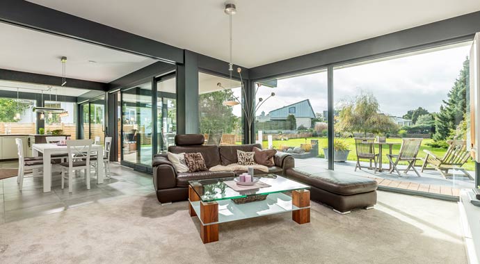 Wohnbereich Bungalow FUSION von Meisterstück-HAUS